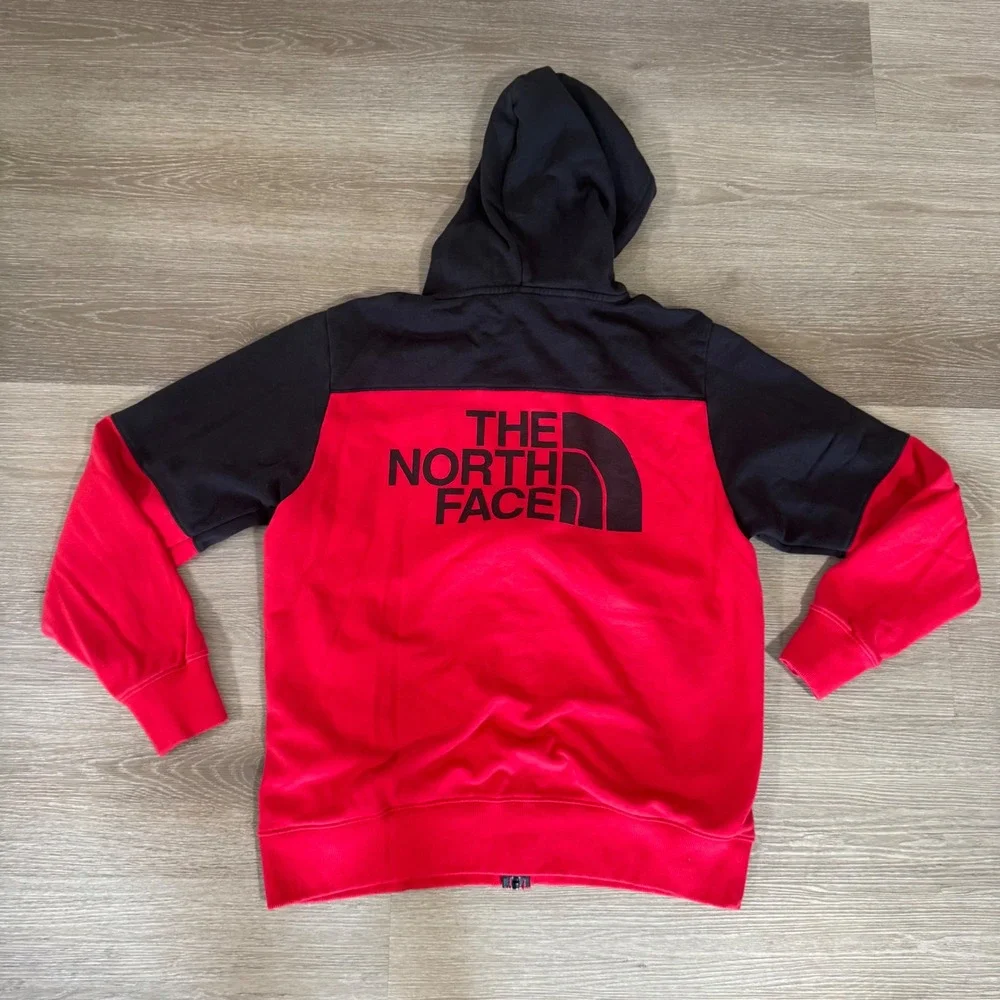 The North Face Full Zip Hoodie Mens Large Red Black Colorblock A3X9E Logo
